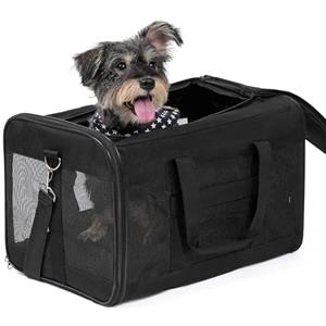 Conlun Trasportino per cane a parete morbida, Grande borsa per gatti con guinzaglio di sicurezza, Trasporto per gatti grandi e cani medi fino a 9 kg, Borsa pieghevole per cuccioli -Nero,L
