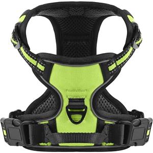COMSLE Pettorina Cane Taglia Grande Media Piccola, Pettorina per Cani Anti Tiro Riflettente, Imbracatura Regolabile Cani con 2 Ganci in Metallo per Addestramento Corsa (Verde, M)