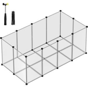 SONGMICS Recinto per Animali con Fondo, Recinzione per Animali di Piccola Taglia, Gabbia in Plastica da Interno per Criceti Conigli Ricci Porcellini d'India, 145 x 72 x 57 cm, Bianco LPC007W01