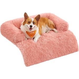 Feandrea FluffyHug Cuccia Divano per Cani di Peluche, Tappeto Copridivano per Animali, L, per Cani Medi, 95 x 85 x 16 cm, Rosa PGW222R01