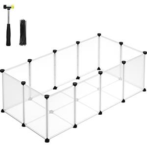 SONGMICS Recinto per Animali con Fondo, Recinzione per Animali di Piccola Taglia, Gabbia in Plastica da Interno per Criceti Conigli Ricci Porcellini d'India, 125 x 63 x 42 cm, Bianco LPC001W01