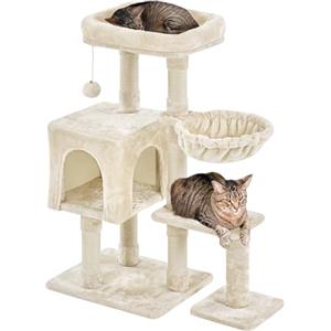 Yaheetech Albero Tiragraffi per Gatti Gattini in Corda Sisal Graffiatoio con Palla 80 x 39,5 x 96 cm Beige