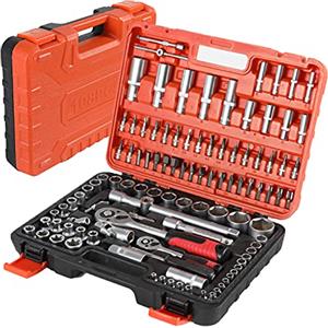 ISE Set di 108 Pezzi Utensili per Casa con Cricchetto 1/4''+ 1/2'', Set di Chiavi a Bussola da 58 Pezzi, Set Bussole, Cassetta Attrezzi Chiavi a Cricchetto, Chiavi Inglesi&Kit di Attrezzi