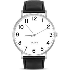 OFFCUP Orologio da Uomini, Orologio Al Quarzo Analogico, Orologio da Polso per Uomini Orologio da Uomini Analogico Al Quarzo Classico Business Casual Con Cinturino in Pelle (Argento)
