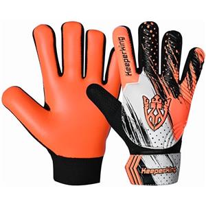 Keeperking Guanti da portiere per bambini, clawxen, ragazzi e ragazze, guanti da calcio, per ragazzi (6, arancione C3)