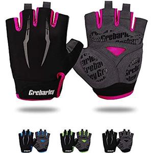 Grebarley Guanti MTB,Guanti da Ciclismo, Mezze Dita Guanti Ciclismo Estivi Uomo Donna, Traspirante/Antiurto/Confortevole/Antiscivolo Adatto per Gli Sport all'aperto