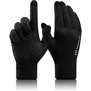 TRENDOUX guanti invernali uomo donna termic，guanti touch screen mtb ciclismo Sci Bici Pile Palestra Alpinismo Sportivi Snowboard Sottili Scooter Guida lana running lavoro Riscaldanti- nero/grigio M