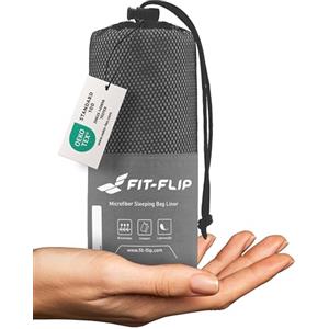 Fit-Flip Lenzuola sacco a pelo ultraleggero da viaggio, sacco a pelo in microfibra con scomparto per cuscino, sacco a pelo estivo morbido in seta, sacco lenzuolo anche come sacco a pelo (grigio)
