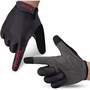boildeg Guanti da Ciclismo, Guanti MTB Guanti da Mountain Road Bike con Pad Antiscivolo Antiurto, Guanti da Bici Traspiranti a Mezze Dita per Uomini e Donne (Nero-12345, M)