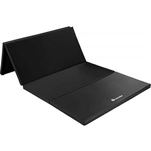 tectake 800850 Tappetino da Ginnastica, Ripieghevole & Portatile, Superficie Lavabile, Pratica Cinghia per il Trasporto, Base per Sport Fitness (Nero)