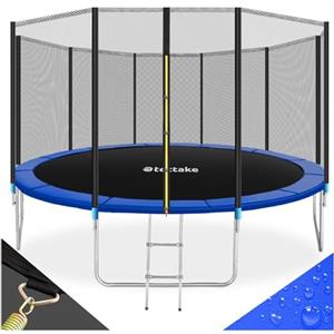 tectake® Trampolino Elastico da Giardino con Rete di Sicurezza e Scaletta, Trampolino Fitness, Sport e Tempo Libero, per Adulti e Bambini - Ø 427 cm