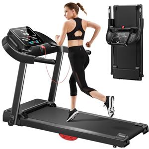 Umay - Tapis roulant elettrico pieghevole 14 km/h, 3.0 HP/2200 W con monitor di frequenza cardiaca, APP e altoparlante, tappeto da passeggio silenzioso con 12 programmi, carico massimo 136 kg
