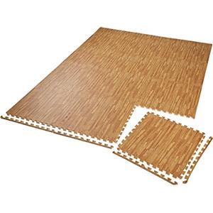 TecTake Set di tappetini di Protezione Tappetino da Fitness | Antiscivolo, antimacchia | Sistema ad Incastro ampliabile - (12x Look Legno | No. 402657)