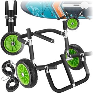 TecTake® Carrello da Trasporto 2 Tavole Surf, Carrello con Ruote Portatutto, Porta Tavola Surf, Carrello Spiaggia Pieghevole, Carrello Mare, Carrello Pieghevole con Ruote - Nero/Verde