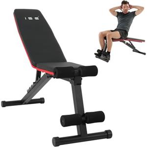 ISE Panca Palestra Pieghevole, Panca Multifunzione Palestra Casa Inclinabile/Multifunzione, Panca Piana Regolabile Addominali con Schienale Regolabile in 7 Angolo, per Allenamento Casa, Salvaspazio
