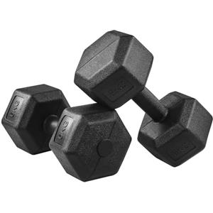 Yaheetech Set 2 Manubri Esagonali per Palestra e Casa in Ferro e PVC Antiscivolo Nero 2 x 6 kg