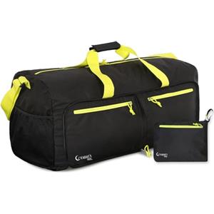 Cotabaty Borsa da Viaggio Pieghevole, 90 Litri, Multitasche, per Donna e Uomo (Nero/Giallo)