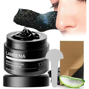 LANBENA Strisce per pori in carbone di bambù (30 g), 60 strisce per naso con rimozione punti neri, kit per la rimozione dei punti neri, kit di rimozione dei punti neri