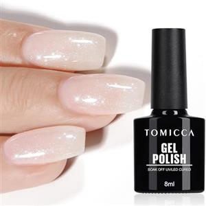 TOMICCA Smalto UV glitter bianco latte, 8 ml glitter bianco latte smalto gel smalto UV LED Soak Off Manicure Gel Lacquer Varnish