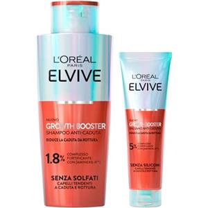 L'OREAL PARIS L'Oréal Paris Routine Anticaduta Elvive Growth Booster con Balsamo da 150ml + Shampoo da 200ml Formula per Capelli Fragili con Niacinamide Aminexil-R Estratto di Radice di Zenzero - Set da 2