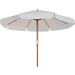 Outsunny Ombrellone da Giardino Ø3.25m con Corde, Apertura Regolabile e Prese d'Aria, Ombrellone da Esterno con 8 Stecche in Legno, Bambù e Poliestere 180g/㎡, per Cortile, Terrazza e Balcone, Crema