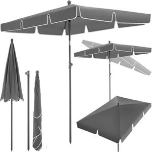 TecTake® Ombrellone da Giardino con Palo in Alluminio, Ombrellone da Esterno Inclinabile, Altezza Regolabile, Resistente ai Raggi UV, Idrorepellente, 200 x 125 cm - Grigio
