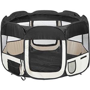 tectake® Box per Animali in Poliestere, Tenda Box per Cani, Recinto per Piccoli Animali, Struttura in Acciaio, Facile da Montare con Sistema Pop-Up, Borsa per Trasporto Inclusa - Nero