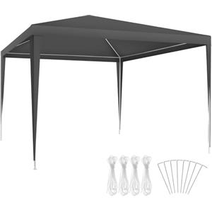 tectake® Gazebo da Giardino, Padiglione Gazebo Esterno Resistente con Telaio in Acciaio, Gazebo da Esterno, Gazebo Impermeabile, Resistente ai Raggi UV, 300 x 300 x 250 cm - Grigio