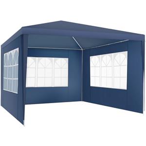 tectake® Tendone per Feste, Padiglione Gazebo Esterno Resistente con 3 Pezzi Laterali, Gazebo da Esterno con Finestre, Gazebo Impermeabile, Resistente ai Raggi UV, 300 x 300 x 250 cm - Blu