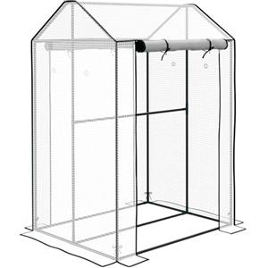 Outsunny Serra da Giardino con Copertura in PE, Serra a Casetta a 2 Zone con Porte Avvolgibili e Prese d'Aria per Orto e Balcone, 100x80x150cm