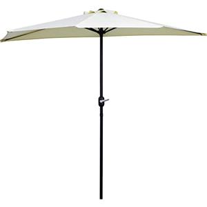 Outsunny Ombrellone Mezzaluna da Parete e Muro 2.6 x 1.35 m, Ombrellone da Giardino con Apertura a Manovella e 5 Stecche, Ombrellone a Semicerchio con Palo a 2 Sezioni, Beige