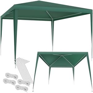 tectake® Gazebo da Giardino, Padiglione Gazebo Esterno Resistente con Telaio in Acciaio, Gazebo da Esterno, Gazebo Impermeabile, Resistente ai Raggi UV, 300 x 300 x 250 cm - Verde