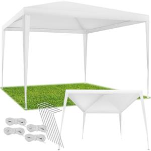 tectake® Gazebo da Giardino, Padiglione Gazebo Esterno Resistente con Telaio in Acciaio, Gazebo da Esterno, Gazebo Impermeabile, Resistente ai Raggi UV, 300 x 300 x 250 cm - Bianco