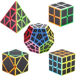 Coolzon Puzzle Cubes 5 Pezzi Megaminx + Pyraminx + 2x2x2 + 3x3x3 + Skewb in Giftbox Magico Cubo con Adesivo in Fibra di Carbonio Nuovo velocità