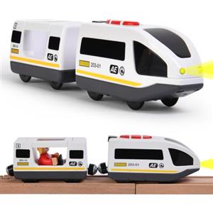 HOTUT Locomotiva ad Azione a Batteria (Connessione Magnetica), Treno Elettrico per Bambini, Trenino Elettrico per Bambini Trenino Giocattolo, Giocattolo Regali per Ragazze Ragazzi, Bianco