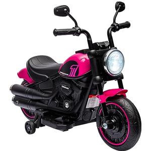 HOMCOM Moto Elettrica per Bambini 18-36 Mesi, Moto Giocattolo con Rotelle Supplementari e Fanale, Rosa