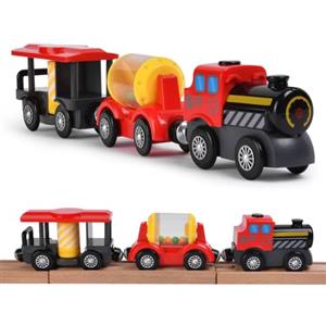 HOTUT reno a Vapore a Batteria, Treno-Merci Con Collegamento Magnetico Locomotiva, Trenino Elettrico per Bambini Trenino Giocattolo, Set di proiettili per Motore Compatibile con Thomas e Brio