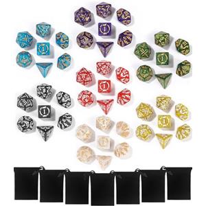 TIDEVAN Set di Dadi da Tavolo in Poliedrico,49 pezzi Dadi Poliedrici,con 7 Borse di Velluto Set di Dadi Poliedrici per RPG Dungeons e Dragons Pathfinder per DND RPG MTG D4 D8 D10 D12 D20(7 Colori)