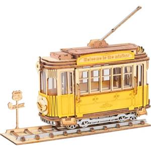 ROBOTIME Puzzle 3D in Legno per Adulti Tram Car Kit Modellismo per Costruire Il Tuo Puzzle Tagliato Al Laser Kit di Costruzione Regali per Ragazzi