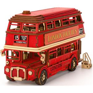 ROBOTIME Puzzle 3D Legno Autobus a due Piani di Londra, Modellini da Costruire Modellismo da Costruire Adulti, Regali di Compleanno Creativi