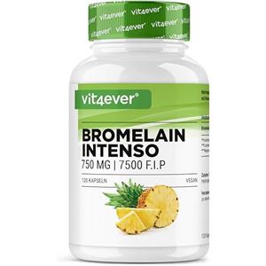 Vit4ever Bromelina Intenso - 750 mg (7500 F.I.P) - 120 capsule gastroresistenti - Dose extra elevata - Estratto naturale di ananas - Vegan