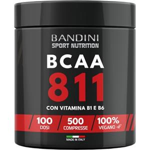 Bandini® AMINOACIDI RAMIFICATI BCAA 8 1 1 | 500 Compresse Amminoacidi Fermentati, Con Vitamina B1 e B6 | 8.1.1 con Leucina, Isoleucina, Valina | Intra Pre Post Workout - Per Palestra | Vegan