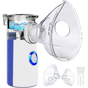 BIAOQINBO Aerosol Portatile Silenzioso,Ricaricabile Ultrasuoni Macchina Aerosol per Adulti e Bambini,USB-C Nebulizzatore Aerosol con 2 Maschere e Boccaglio,2 Modalità Regolabili