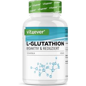 Vit4ever L-Glutatione - 120 capsule con 500 mg per capsula - Premium: glutatione ridotto e bioattivo da fermentazione - Altamente dosato - Vegan