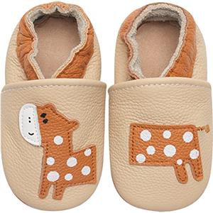 IceUnicorn Scarpe Neonato Scarpine Primi Passi Morbida Pelle Scarpine Prima Infanzia Suola Scamosciata Carino Colorate Animali 0 a 24 Mesi(Beige Giraffa, 2-3 Anni)