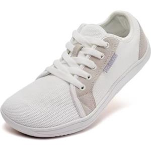HOBIBEAR Uomo Donna Barefoot Scarpe Minimaliste Unisex Trail Running Scarpa da Camminata Leggere Antiscivolo (Bianco,EU 46)