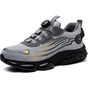 MIEHUIAI Scarpe Antinfortunistiche Uomo Donna Leggere e Comode Scarpe da Lavoro con Punta in Acciaio Ammortizzazione Traspiranti Antiscivolo Scarpe Protettive Industriali(262 Grigio,42EU)