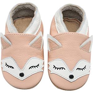 IceUnicorn Scarpe Primi Passi Bimbo Scarpine in Pelle Prima Infanzia Suola Scamosciata Scarpine Primi Passi Bambina Bambino(L/Volpe Rosa, 12-18 Mesi)
