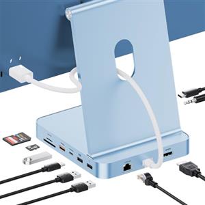 PULWTOP Aggiornato Hub iMac per M1/M3/M4, accessori iMac con custodia SSD (SSD non incluso), hub USB C per iMac da 24 pollici con HDMI 4K a 60 Hz, 2,5 GbE, USB A/C 3.2 10 Gbit/s, SD/TF, audio - Blu