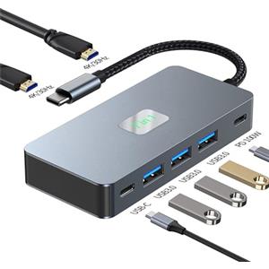 YMY Docking station USB C Dual Monitor, 7 in 1 Dock USB C Dual HDMI, HUB Macbook Pro, USB C PD 100W, USB C Data, 3 USB3.0, Adattatore Multiporta Tipo C per MacBook,Dell, HP,PC